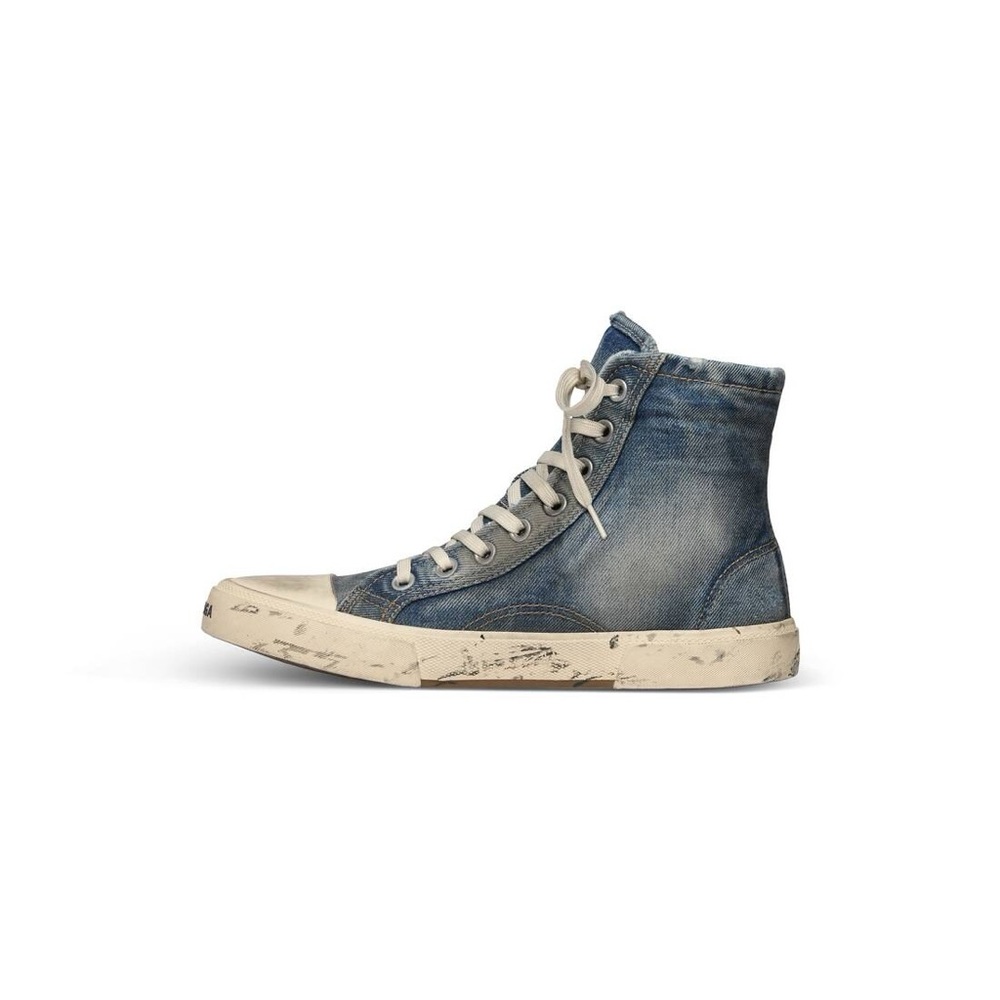 Balenciaga Paris Distressed Denim Hi-Top Sneakers - Picture 5 of 9